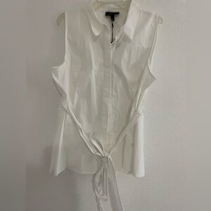 NWT Lane Bryant white button up blouse with tie belt Sz 22